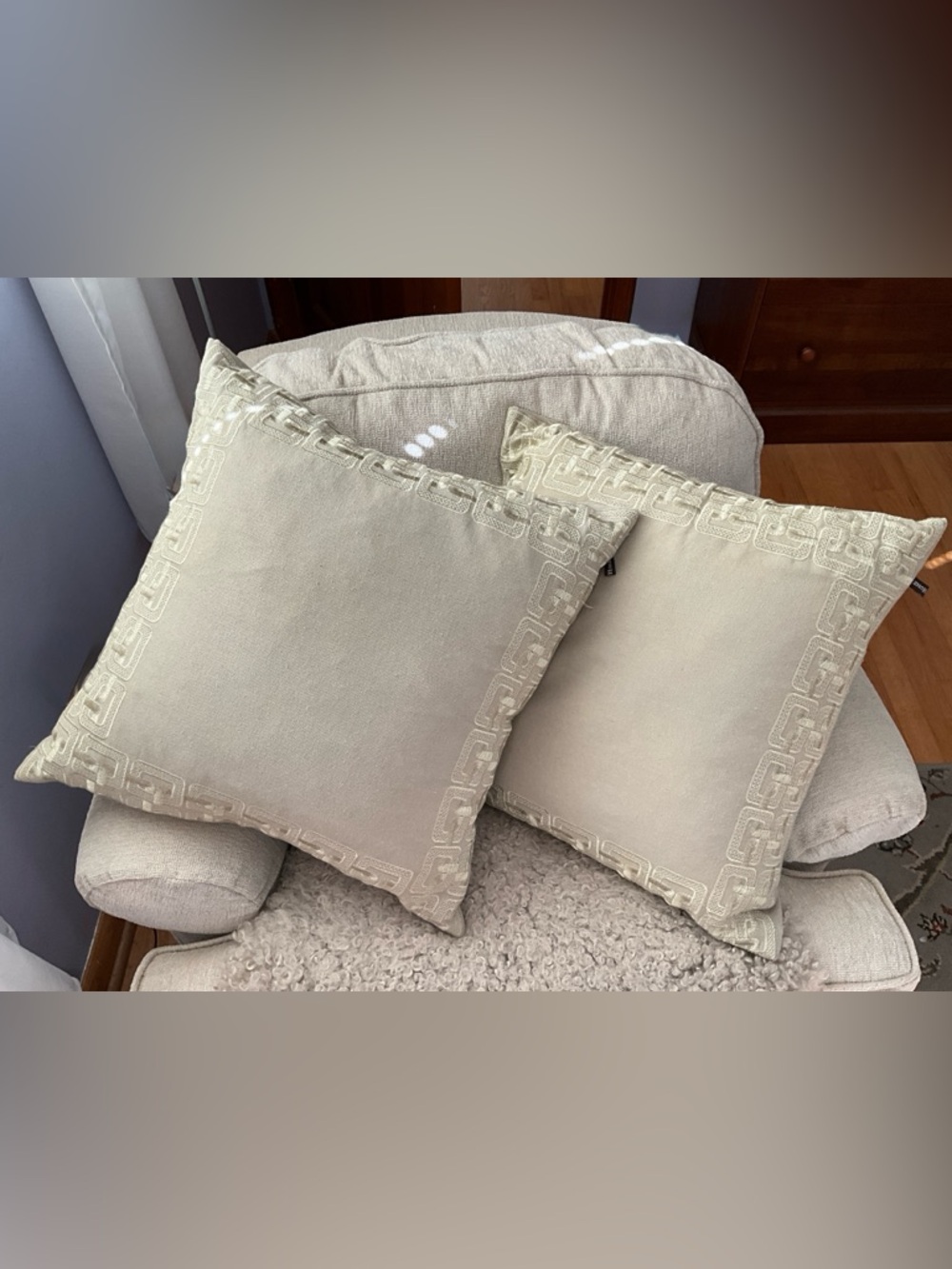 Rodeo Home Greek Key Border Decorative Pillows & Feather Inserts 20x20 Set of 2